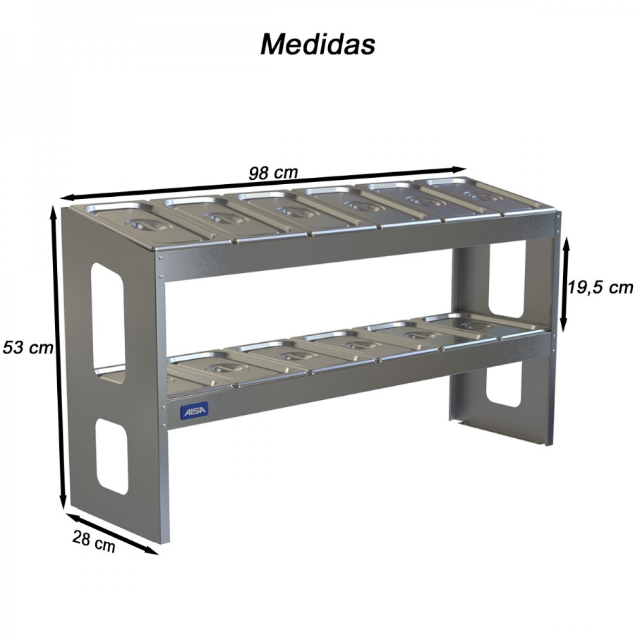 Condimentadora Pizzarola De Mesa 12 Cubas 2 Níveis - Aisa